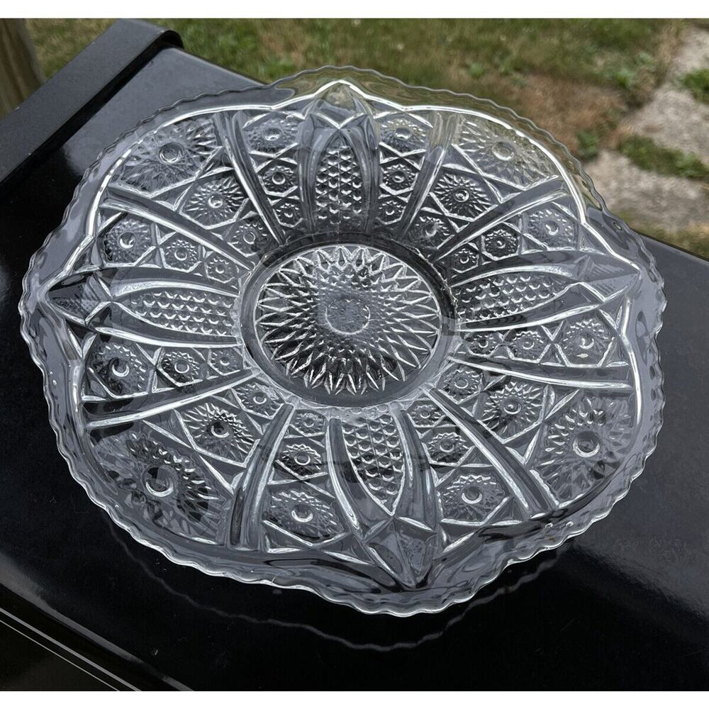 Vintage Indiana Glass Heirloom Clear Plate 10.5" Platter Cake Plate